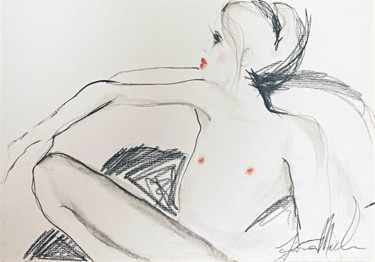 Desenho intitulada "Girl in bath - II" por Fiona Maclean, Obras de arte originais, Lápis