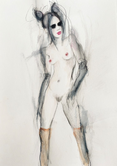Картина под названием "Homage to Egon Schi…" - Fiona Maclean, Подлинное произведение искусства, Акварель
