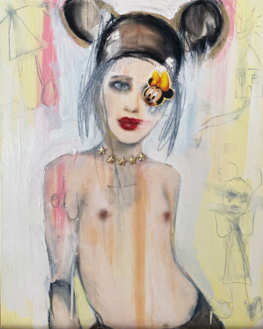 Painting titled "Lola in mickey mous…" by Fiona Maclean, Original Artwork, Oil