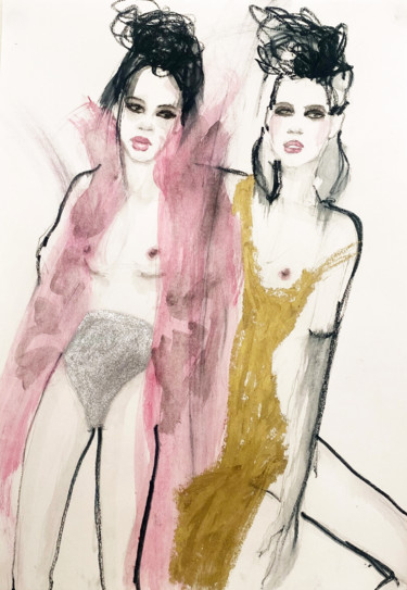 Malerei mit dem Titel "Lana & friend" von Fiona Maclean, Original-Kunstwerk, Aquarell