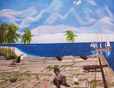 Painting titled "l-ultimo-pirata-cm-…" by Fiorenzo Isaia, Original Artwork, Oil
