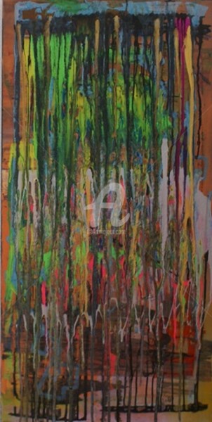 Painting titled "Cascata di colore" by Fiore, Original Artwork, Acrylic