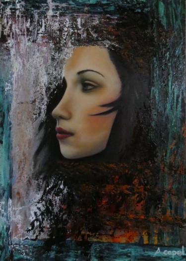 Картина под названием "Retrato TT1" - Acapel Art, Подлинное произведение искусства, Масло