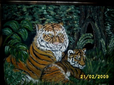 Pintura intitulada "Life in the jungle" por Frieda Linke, Obras de arte originais