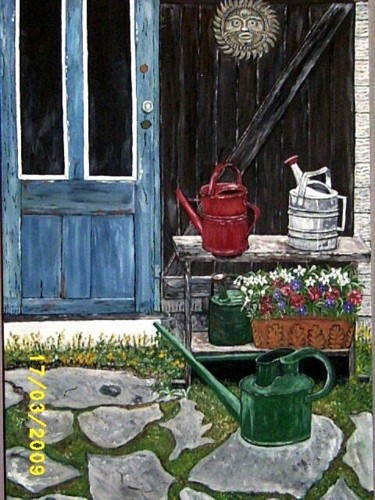 Peinture intitulée "Love to Garden" par Frieda Linke, Œuvre d'art originale