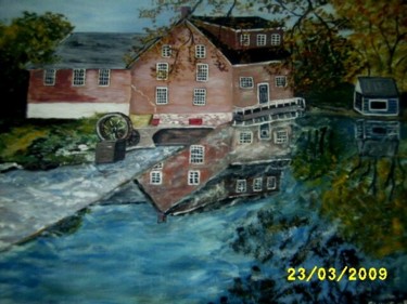 Pittura intitolato "The Mill" da Frieda Linke, Opera d'arte originale