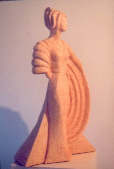 Skulptur mit dem Titel "La Parisienne" von Jeanine Fitou Valens, Original-Kunstwerk, Terra cotta