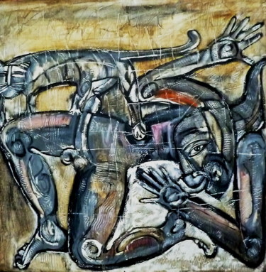 Painting titled "Destruction in Soci…" by Fitrajaya Nusananta, Original Artwork, Oil