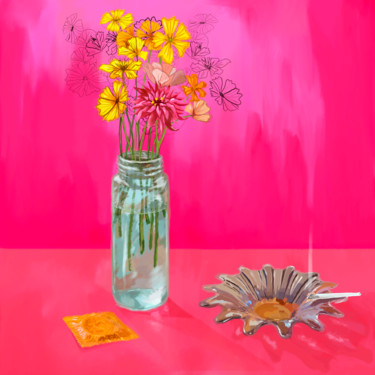 Arts numériques intitulée "Dead flowers" par Fixio Genta, Œuvre d'art originale, Peinture numérique