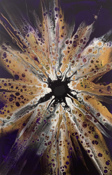 Painting titled "galactique pourpre" by Frédérique Kirbihler, Original Artwork, Acrylic