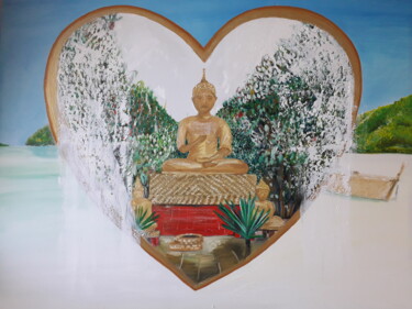 Painting titled "Bouddhisme thaï" by Flab B, Original Artwork, Oil