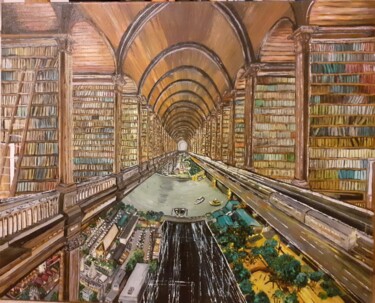 Painting titled "Bibliotheque DATA l…" by Flab B, Original Artwork, Oil