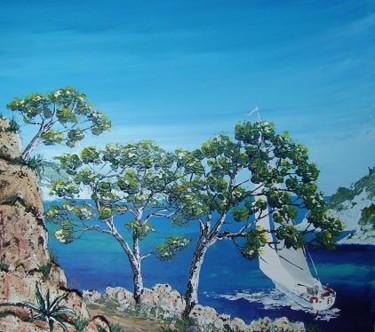 Peinture intitulée ""Côte Méditerranéen…" par Flasi, Œuvre d'art originale