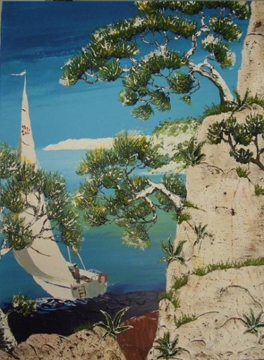 Peinture intitulée ""Côte Provençale" -…" par Flasi, Œuvre d'art originale