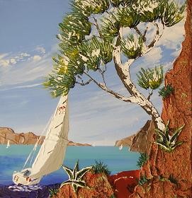 Peinture intitulée ""Plaisance en Corse…" par Flasi, Œuvre d'art originale