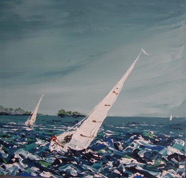 Peinture intitulée ""Sortie en mer agit…" par Flasi, Œuvre d'art originale