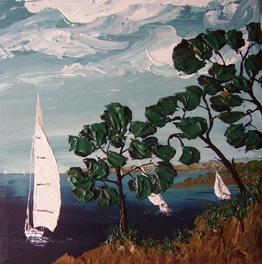 Peinture intitulée ""Bord de rive en Br…" par Flasi, Œuvre d'art originale