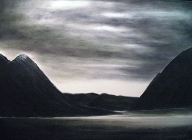 Painting titled "LOFOTEN ISLAND , at…" by Flaten, Original Artwork, Oil Mounted on Wood Stretcher frame