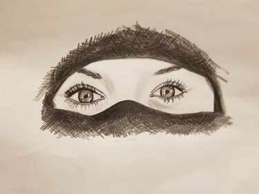 Dibujo titulada "Geheimnisvolle Augen" por Flavia Mumenthaler, Obra de arte original, Lápiz