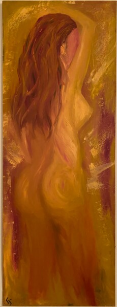 Painting titled "Madelaine" by Flavie Jeuffroy Palluel (AtelierFJP), Original Artwork, Oil Mounted on Wood Panel