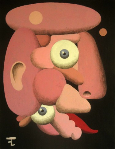 Painting titled "Face à l'absurde" by Flavien Couche, Original Artwork, Acrylic Mounted on Wood Stretcher frame