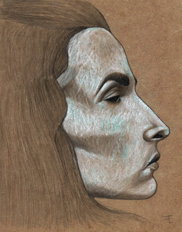 Drawing titled "Le profil" by Flavien Couche, Original Artwork, Pencil