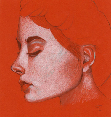 Dibujo titulada "Le profil 2" por Flavien Couche, Obra de arte original, Lápiz