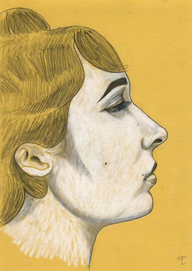 Dessin intitulée "Le profil 3" par Flavien Couche, Œuvre d'art originale, Crayon