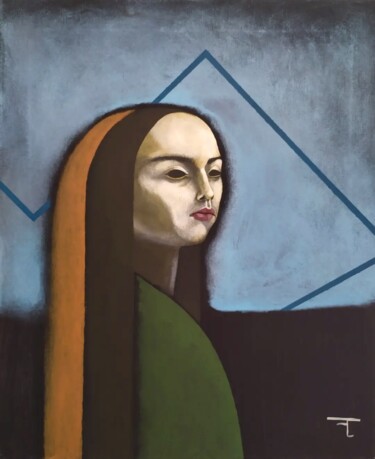 Картина под названием "Femme en montagne" - Flavien Couche, Подлинное произведение искусства, Акрил Установлен на Деревянная…