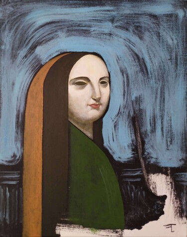 Peinture intitulée "Femme au bastingage" par Flavien Couche, Œuvre d'art originale, Acrylique Monté sur Châssis en bois