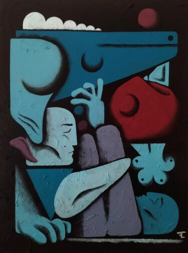Pintura titulada "Les promeneurs et l…" por Flavien Couche, Obra de arte original, Acrílico Montado en Bastidor de camilla d…