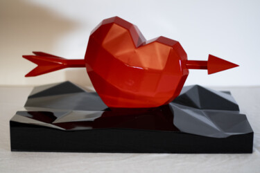 Sculpture titled "Red Love" by Flavien Mandon, Original Artwork, Resin