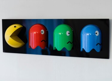 Sculpture intitulée "PacMan" par Flavien Mandon, Œuvre d'art originale, Résine Monté sur Plexiglas