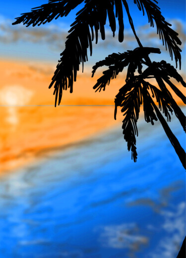 Artes digitais intitulada "Sol na praia001" por Flavio Ferreira Hespanhol, Obras de arte originais, Trabalho Digital 2D