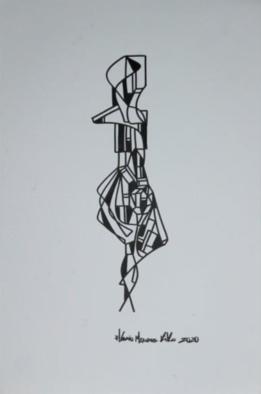 Dessin intitulée "FEMME Géométrique" par Flavio Mendes Kiko, Œuvre d'art originale, Acrylique