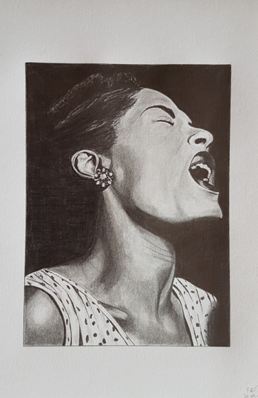 Dessin intitulée "Billie Holiday" par Flavio Granito, Œuvre d'art originale, Graphite