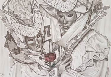 Rysunek zatytułowany „Carnaval à Venise” autorstwa Flavio Granito, Oryginalna praca, Grafit