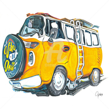 Vibe de Dois - Vai Manezinha Pintura intitulada "Vibe de Dois - Vai…" por Flávio Miranda, Obras de arte originais, Guache