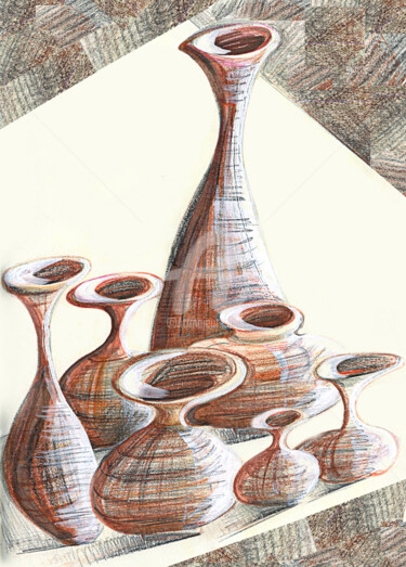 Desenho intitulada "Snorkel Flowerpot" por Flávio Miranda, Obras de arte originais, Lápis