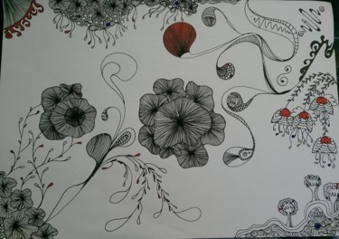 Drawing titled "Vegetal" by Loughy, Original Artwork, Ink