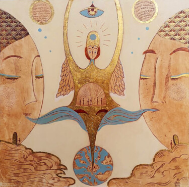 Картина под названием "Raie Mantra" - Fleur Claireux, Подлинное произведение искусства, Акрил Установлен на Деревянная панель