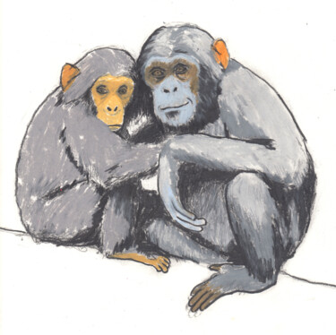 Рисунок под названием "Monkeys" - Fleur Elise Noble, Подлинное произведение искусства, Пастель