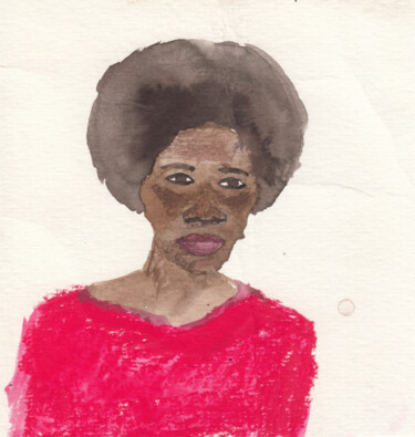Painting titled "Lady in Red" by Fleur Elise Noble, Original Artwork, Watercolor