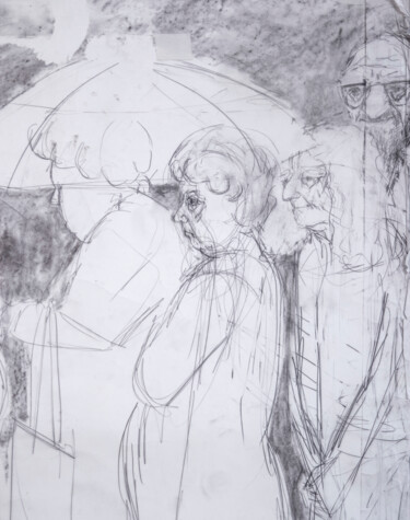 Disegno intitolato "Old People" da Fleur Elise Noble, Opera d'arte originale, Carbone