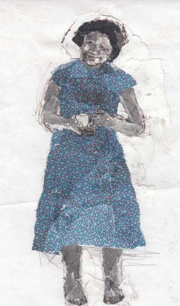 Collages getiteld "Tea Lady" door Fleur Elise Noble, Origineel Kunstwerk, Collages