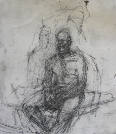 Drawing titled "Man Sitting" by Fleur Elise Noble, Original Artwork, Pencil