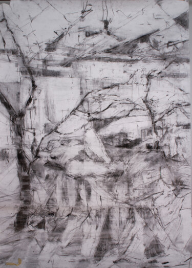 Drawing titled "Woman and Trees" by Fleur Elise Noble, Original Artwork, Charcoal