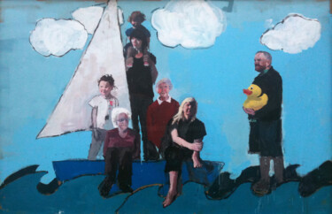 Painting titled "People on a Boat" by Fleur Elise Noble, Original Artwork, Acrylic