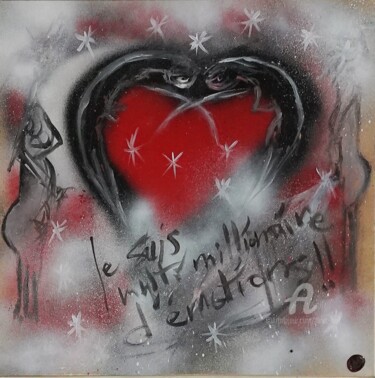 Painting titled "COEUR - multi milli…" by Fleur Keil, Original Artwork, Spray paint