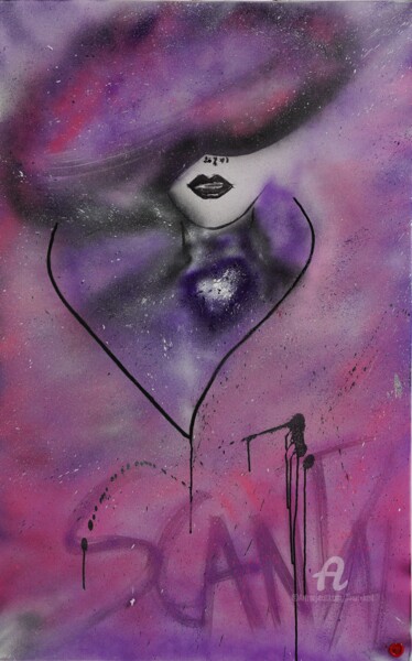 Pintura intitulada "Wallart color violet" por Fleur Keil, Obras de arte originais, Tinta spray